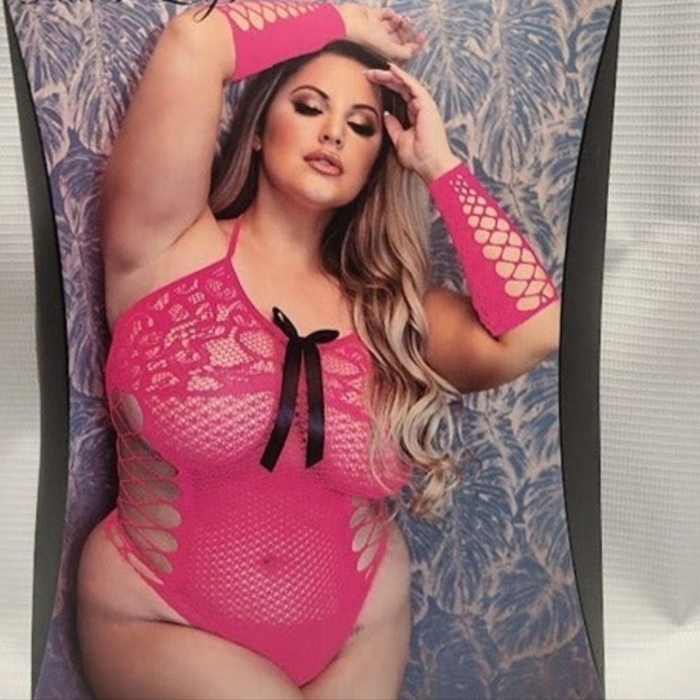 PLUS Killer Legs Hot Pink Lace Body Suit
